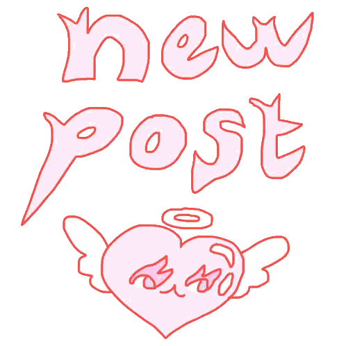 a pink heart with wings and the words new post