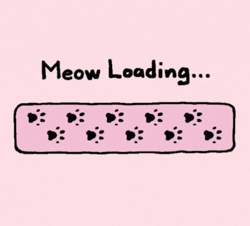A Pink Loading Bar With Paw Prints On It And The Words Meow Loading GIF