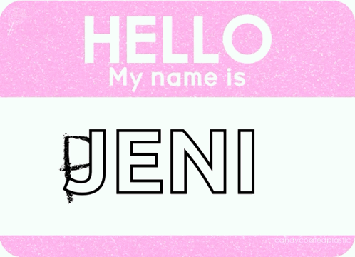 a pink name tag that says hello my name is denis