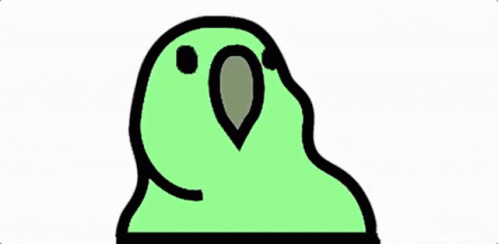A Pink Parrot With A Green Beak Is Looking At The Camera . GIF