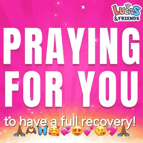 A Pink Poster That Says Praying For You GIF