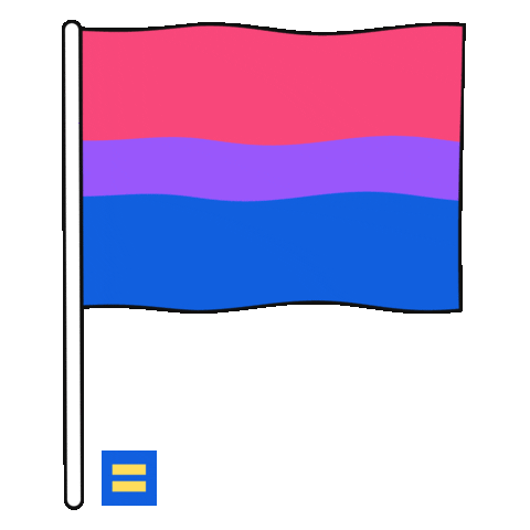 A Pink , Purple , And Blue Bisexual Flag With A Blue Equality Symbol Next To It GIF