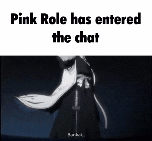 A Pink Role Has Entered The Chat With A Picture Of A Samurai Holding A Sword . GIF