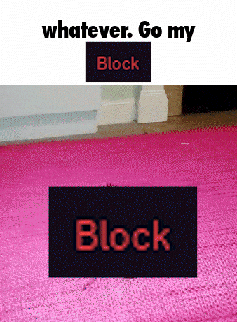 A Pink Rug With The Words " Whatever Go My Block " On Top Of It GIF