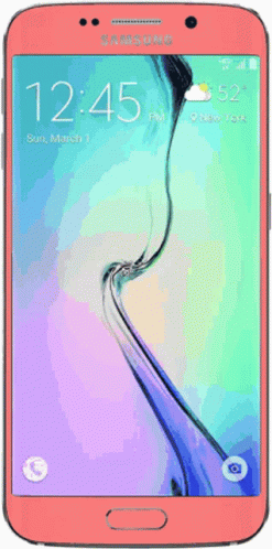 A Pink Samsung Phone Shows The Time As 12:45 On March 1St GIF