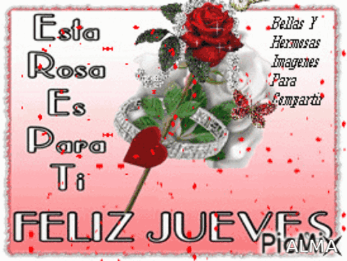 A Pink Sign That Says Feliz Jueves Pialma GIF