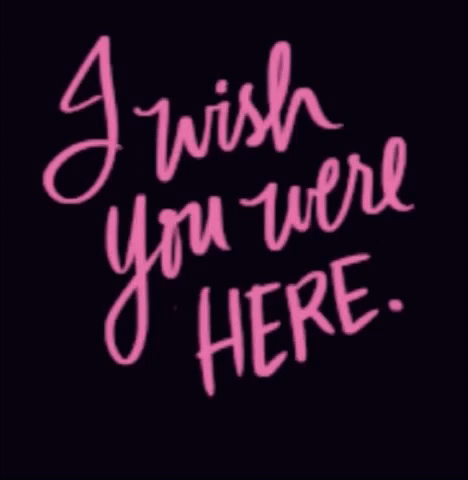A Pink Sign That Says I Wish You Were Here GIF