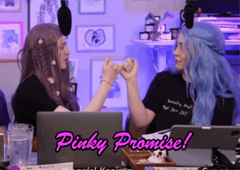 A Pinky Promise Is Being Made By Two Women GIF