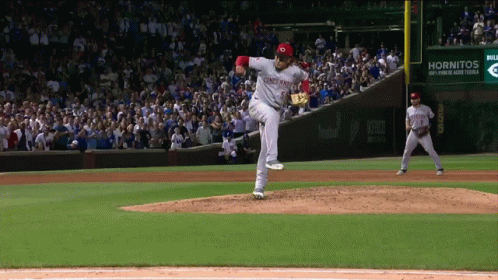 A Pitcher For The Cincinnati Reds Is About To Throw A Ball GIF