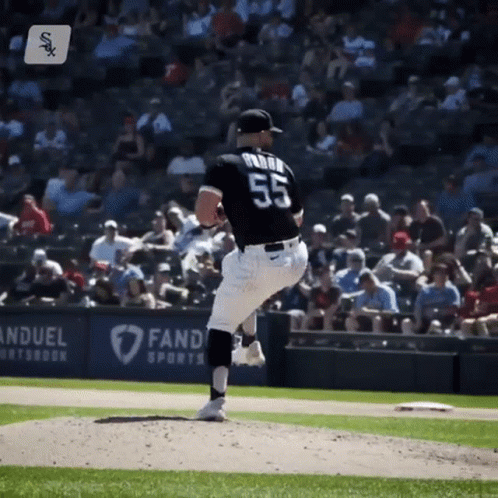 A Pitcher With The Number 55 On His Jersey GIF