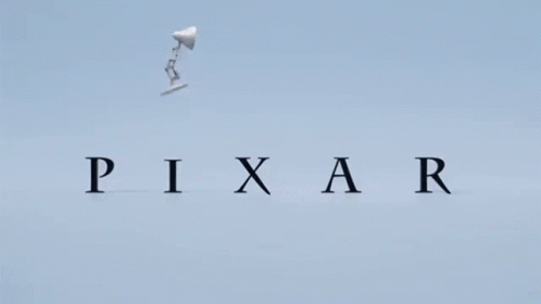 A Pixar Logo With A Lamp In The Middle Of It GIF