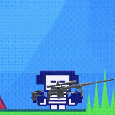 A Pixel Art Character Is Holding A Sniper Rifle In A Video Game . GIF