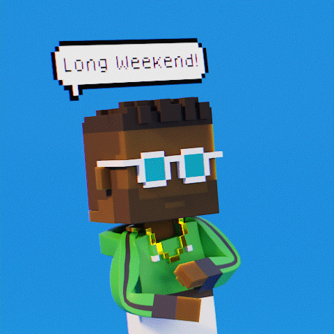 A Pixel Art Character Says Long Weekend GIF