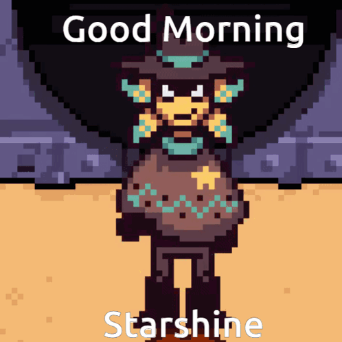 A Pixel Art Cowboy Says Good Morning Starshine GIF