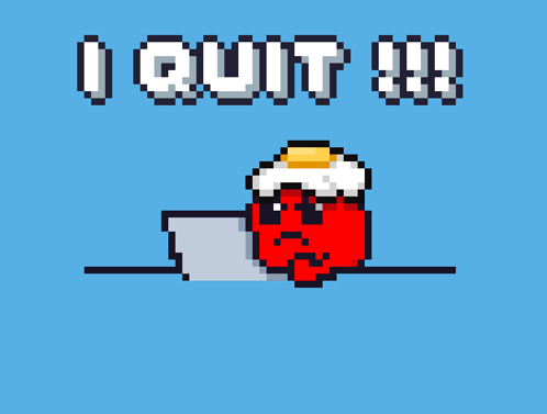 A Pixel Art Drawing Of A Bird With The Words " Quit " Written Above It GIF