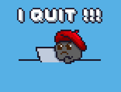 A Pixel Art Drawing Of A Bird With The Words Quit Written Below It GIF