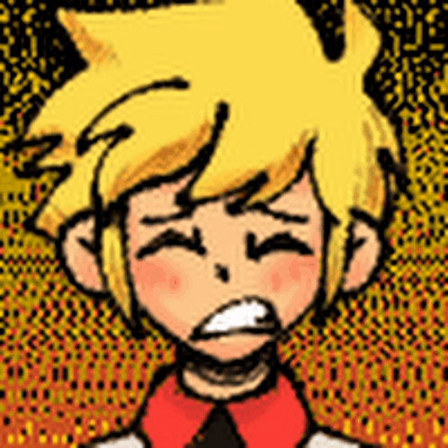 Pixel Art Boy With Yellow Hair And Sad Expression GIF
