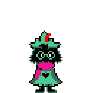 a pixel art drawing of a cartoon character with a hat and scarf .