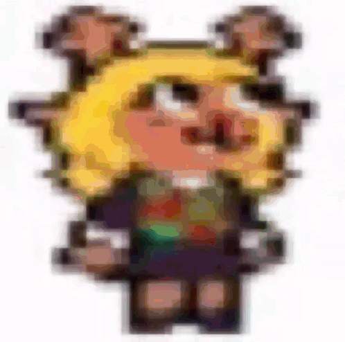 A Pixel Art Drawing Of A Cartoon Character With A Yellow Head GIF