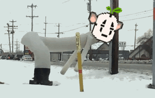 A Pixel Art Drawing Of A Cow Standing Next To A Pole GIF