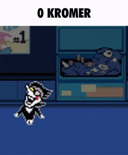 A Pixel Art Drawing Of A Dog With The Words O Kromer On The Bottom GIF