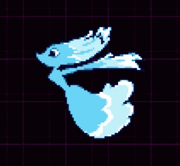 A Pixel Art Drawing Of A Duck With A Purple Background . GIF