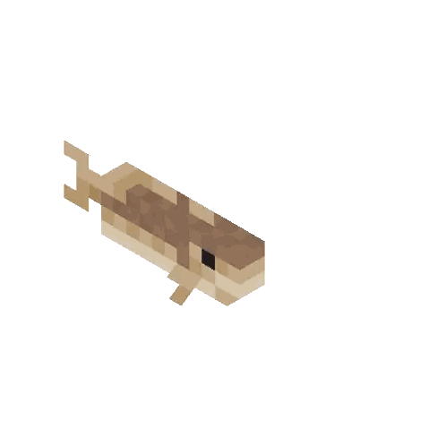 a pixel art drawing of a fish on a white background