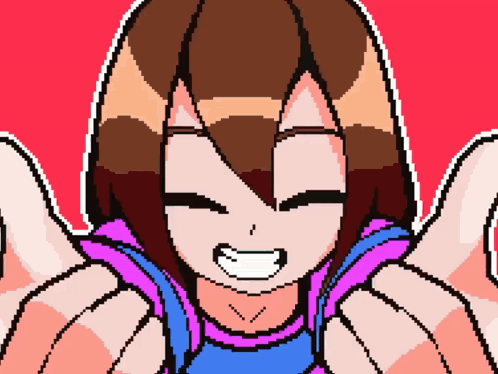 A Pixel Art Drawing Of A Girl Giving A Thumbs Up Sign GIF
