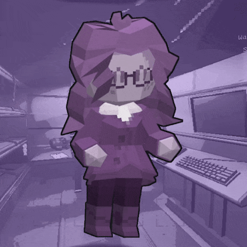 A Pixel Art Drawing Of A Girl In A Purple Dress GIF