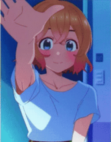 A Pixel Art Drawing Of A Girl With A Hand On Her Head GIF