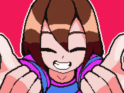 A Pixel Art Drawing Of A Girl With Brown Hair GIF