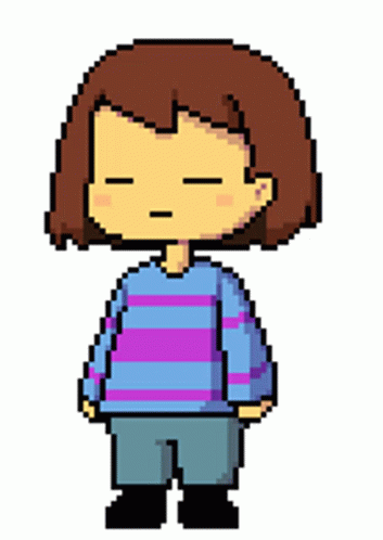 A Pixel Art Drawing Of A Girl With Closed Eyes GIF