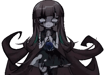 a pixel art drawing of a girl with dark hair