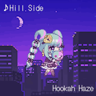 A Pixel Art Drawing Of A Girl With Hookah Haze Written On The Bottom GIF