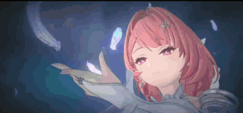 A Pixel Art Drawing Of A Girl With Pink Hair And Red Eyes GIF