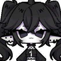 A Pixel Art Drawing Of A Girl With Purple Hair And Ears GIF