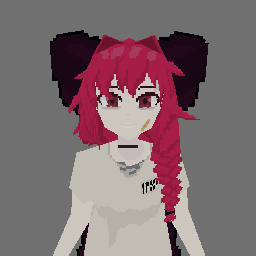 A Pixel Art Drawing Of A Girl With Red Hair And A White Shirt That Says Krss GIF