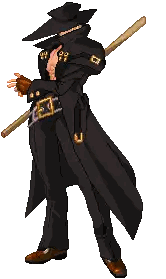 a pixel art drawing of a man holding a stick