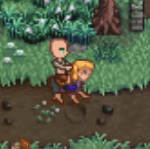 A Pixel Art Drawing Of A Man Riding A Woman On A Horse In A Video Game . GIF