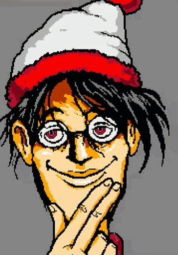 A Pixel Art Drawing Of A Man Wearing A Santa Hat And Glasses GIF