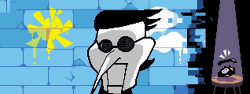 A Pixel Art Drawing Of A Man Wearing Sunglasses And A Long Nose GIF