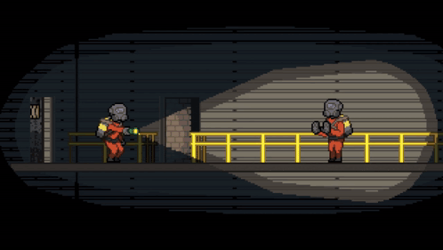 A Pixel Art Drawing Of A Man With A Flashlight GIF