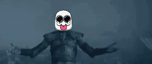 A Pixel Art Drawing Of A Man With A Marshmallow On His Head Sticking Out His Tongue GIF