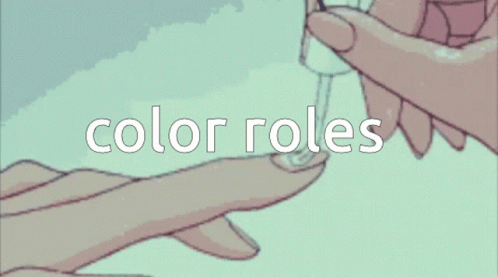 A Pixel Art Drawing Of A Person Applying Nail Polish With The Words Color Roles Above Them GIF