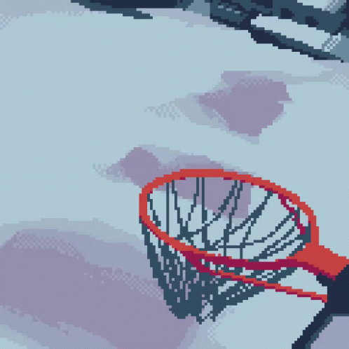 Pixel Art Person Holding Basketball Hoop GIF