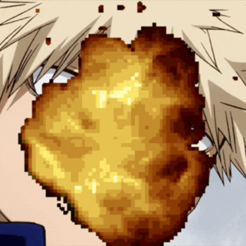 A Pixel Art Drawing Of A Person 'S Face With A Huge Explosion In The Background GIF