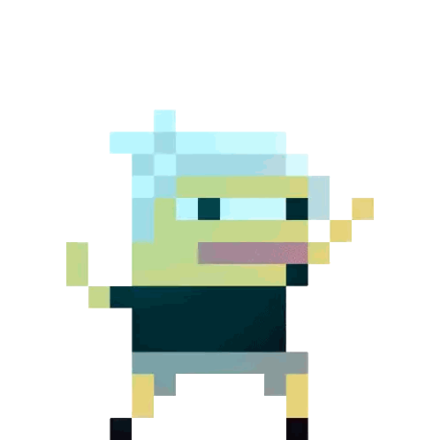 a pixel art drawing of a person with purple hair