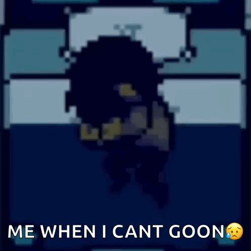 A Pixel Art Drawing Of A Person With The Words Me When I Cant Goon Below It GIF