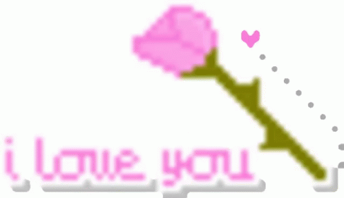 A Pixel Art Drawing Of A Pink Rose With The Words I Love You Below It GIF
