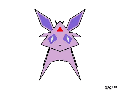 a pixel art drawing of a purple animal with a red eye